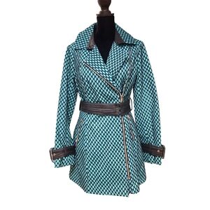 New! Blanc Noir Fishnet Trench Coat - small